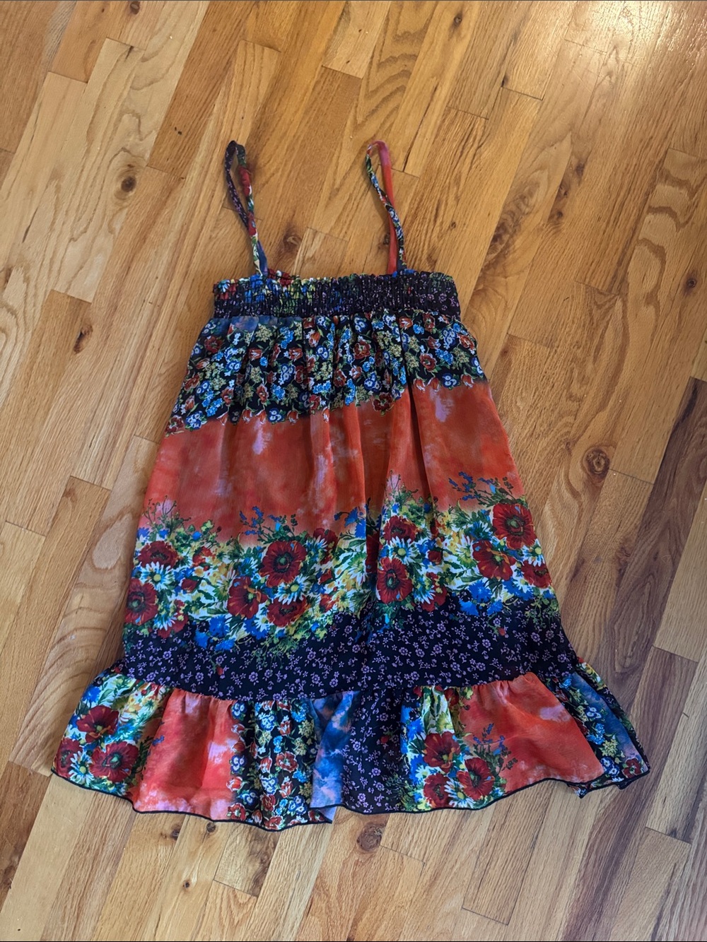 Myan Boho Patchwork Floral Cami Dress Size Medium